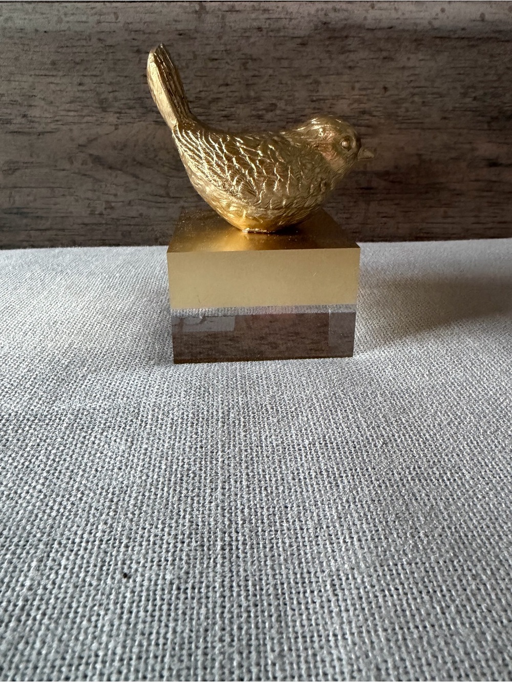 Gold Bird on Two Toned Block
